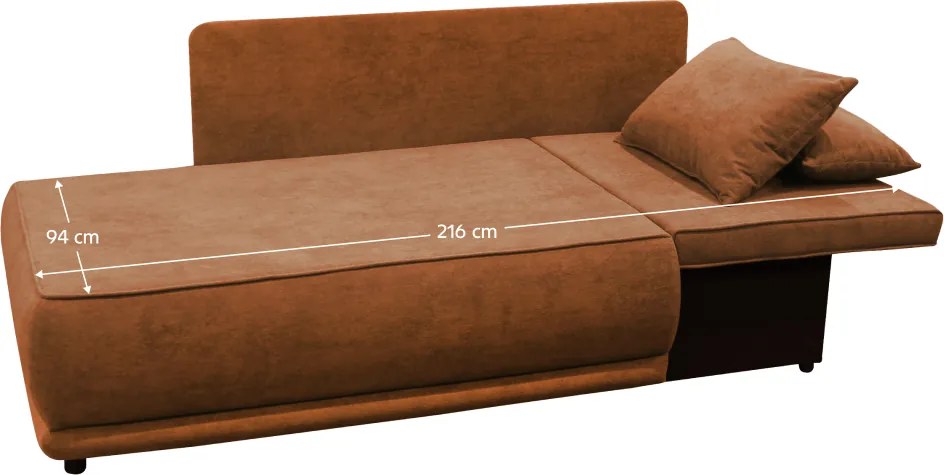 Kihúzható kanapé, terrakotta, jobbos, LIAMI