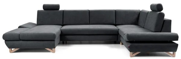 U-alakú, kihúzható kárpitozott sarokgarnitúra tárolóhellyel AVESTA, antracit