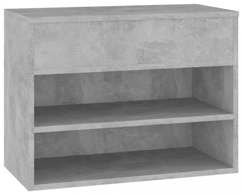 betonszürke szerelt fa cipőtároló pad 60 x 30 x 45 cm