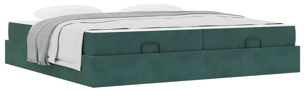 Ágykeret Sötétzöld 200 x 200 cm Bársony