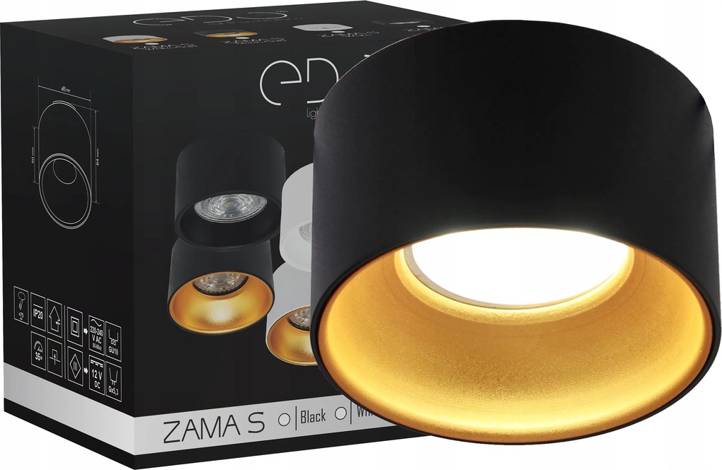 Halogén Lámpatest Süllyesztett Led Cső Mini GU10 Black Gold Edo