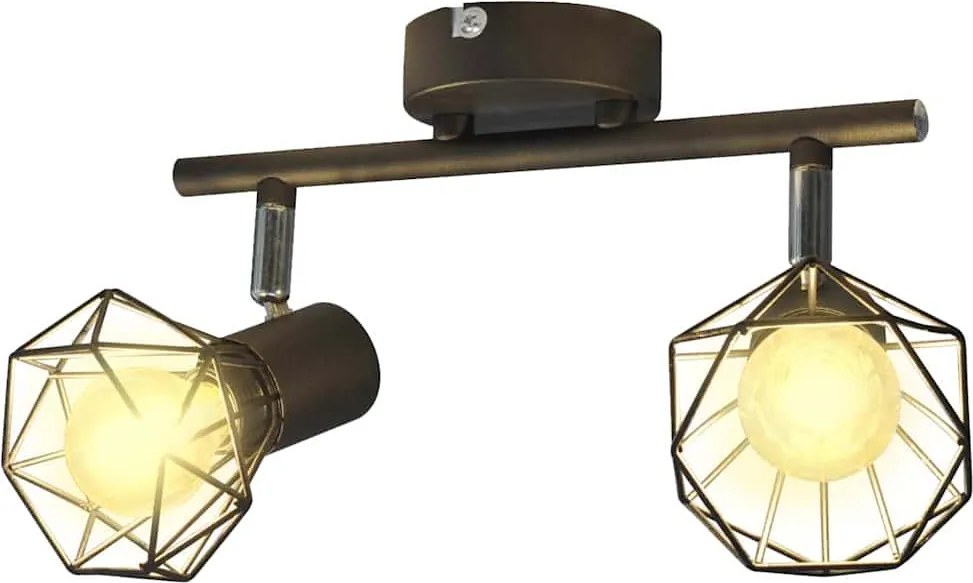 vidaXL Fekete ipari stílusú drótvázas spotlámpa 2 LED izzóval