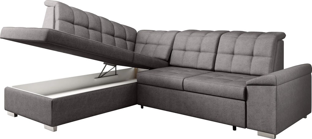 Kinyitható ülőgarnitúra, barnásszürke, balos, OREO ROH