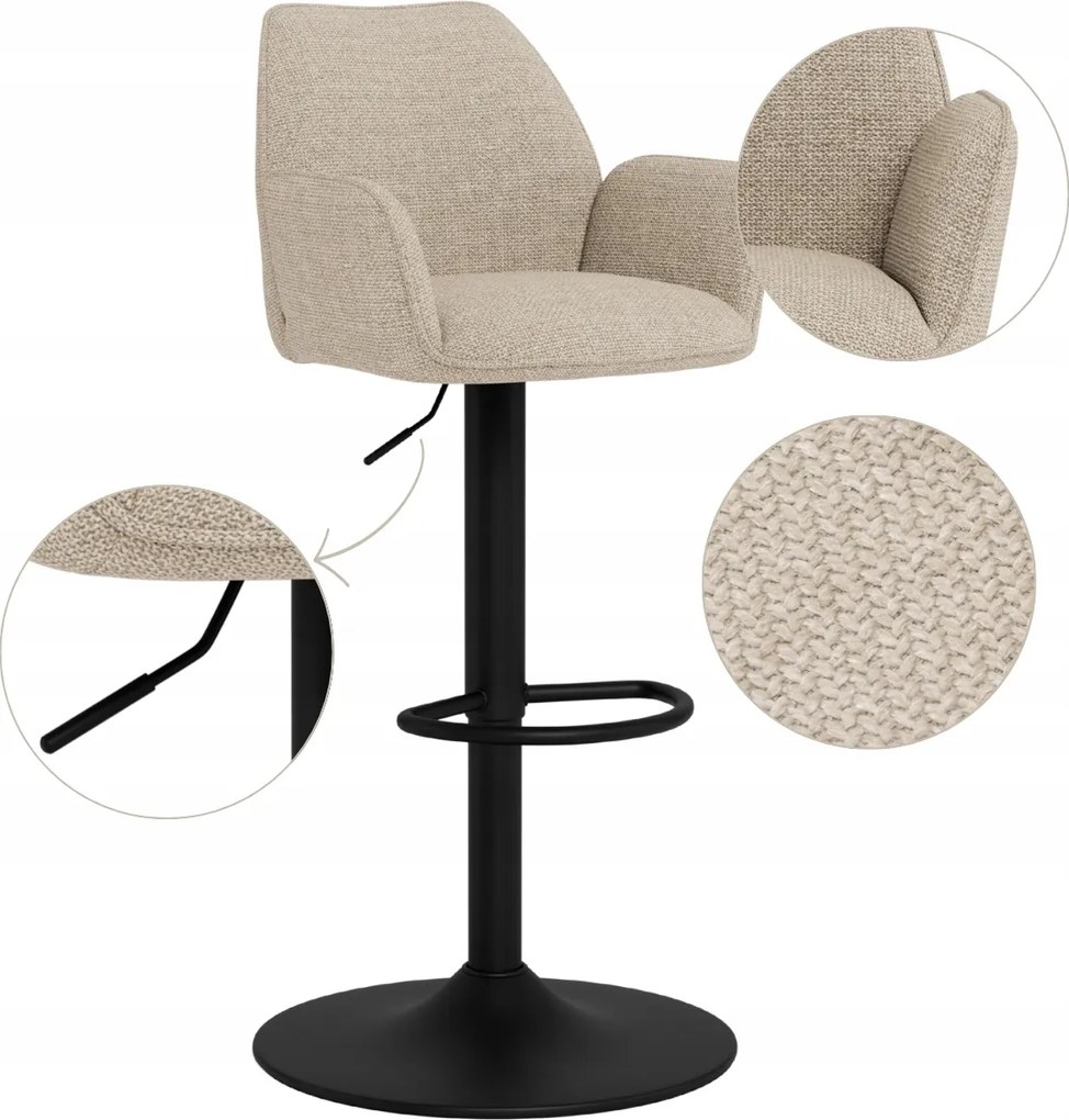 Kényelmes Bézs Forgó Bárszék, állítható lábtartóval