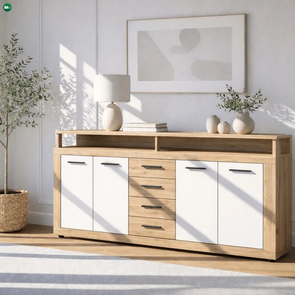 BLAGO komód 190 cm – artisan tölgy/fehér