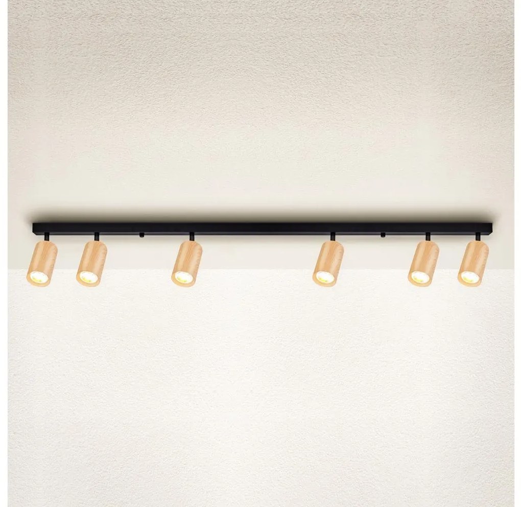 Brilagi Brilagi - Spotlámpa SELE 6xGU10/30W/230V fekete/tölgy dekor BG1398