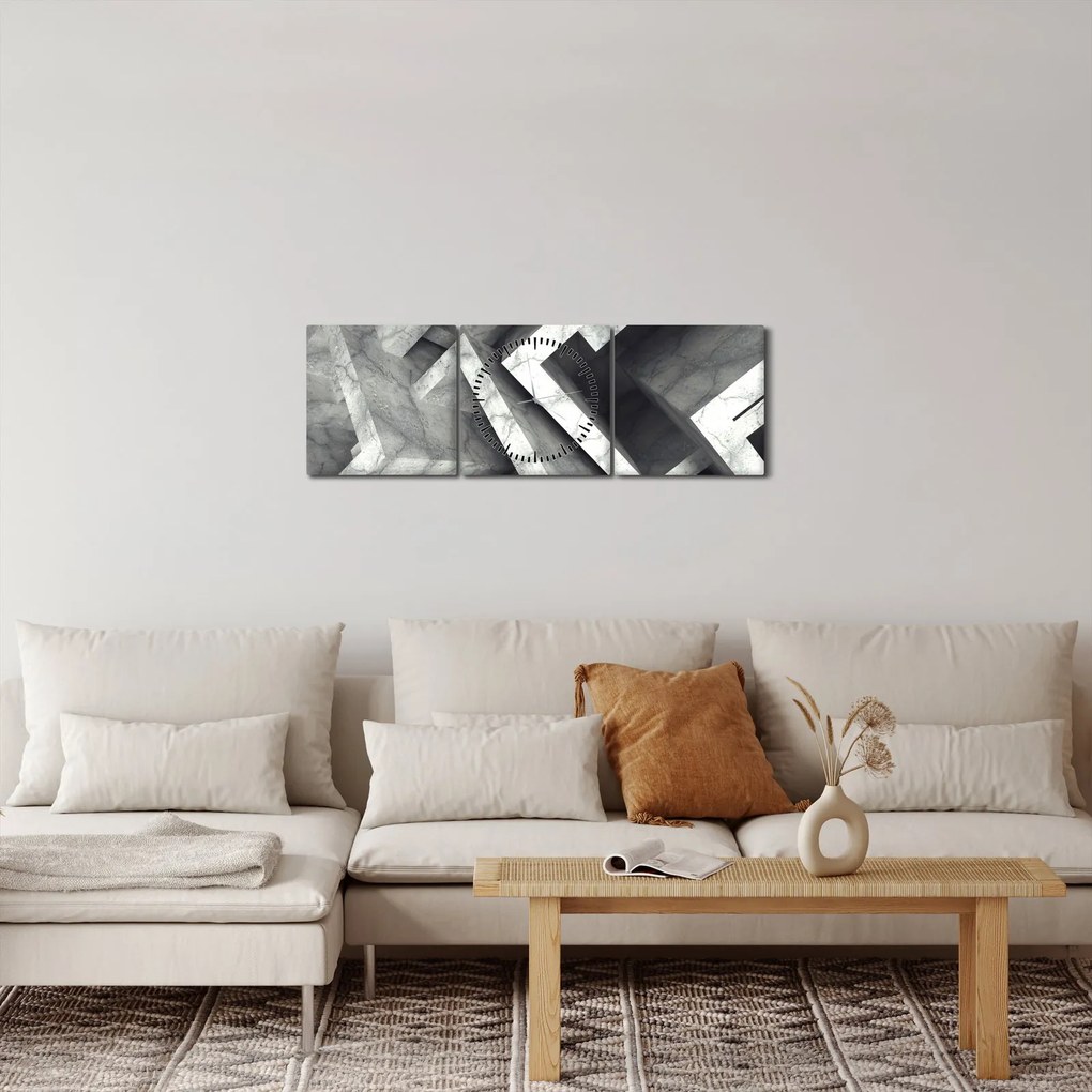 Absztrakt kép kocka (órával) (90x30 cm)