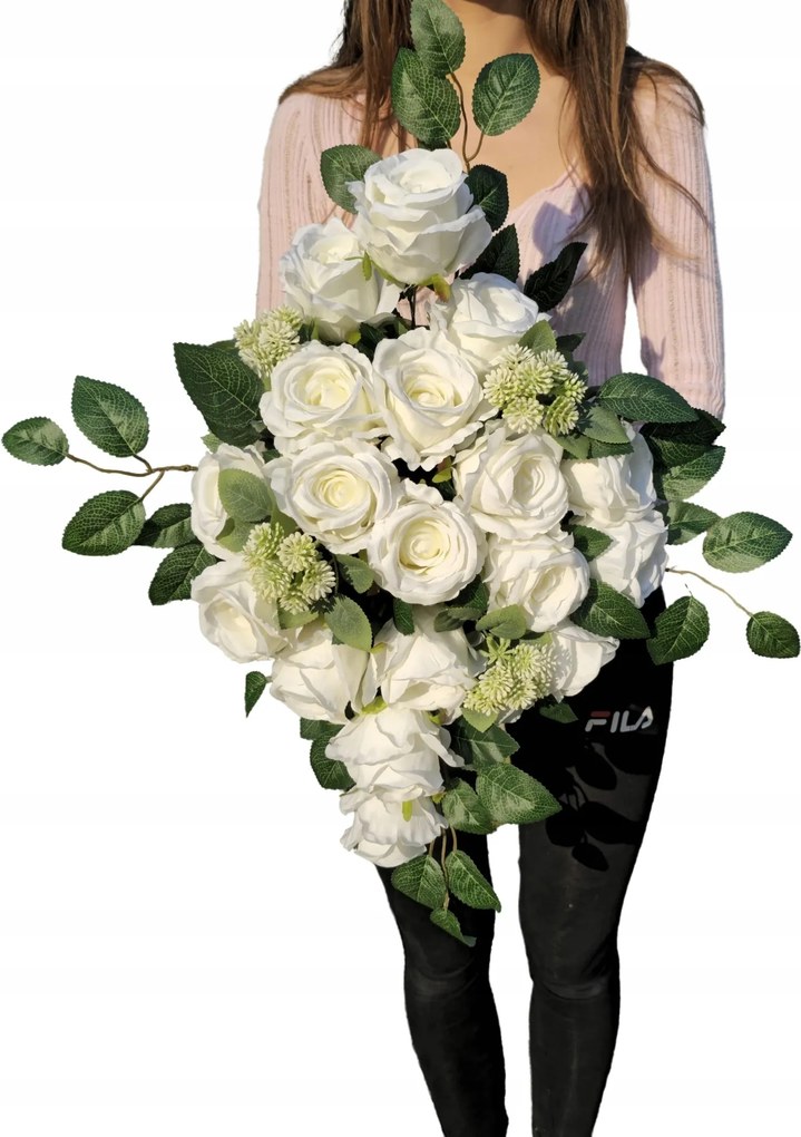 Prémium Fehér Rózsák (10 cm) Művirág Sírkő Temető