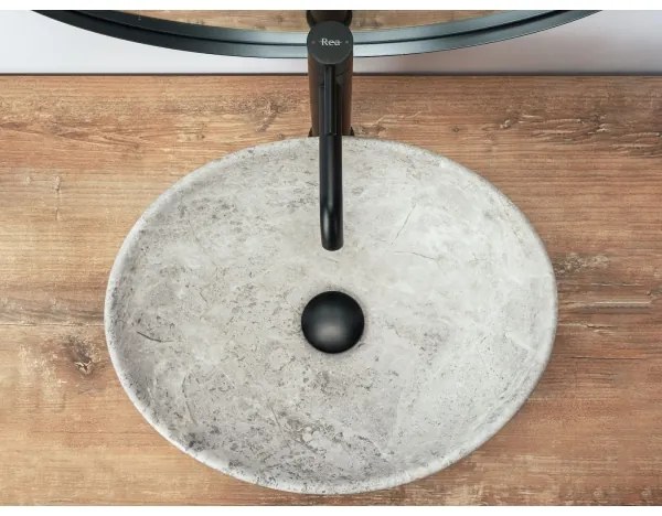 REA-U0165 - Pult fölé szerelhető mosdó SOFIA 34,5x41 cm kerámia/világos kő