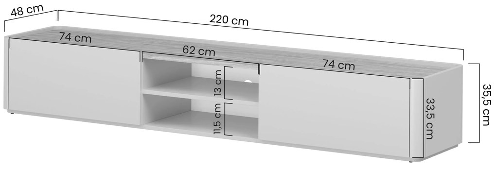 Elivo TV állvány 220 cm - kasmír / olajozott tölgy