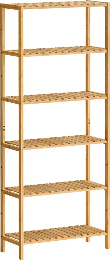 SONGMICS 6 szintes bambusz tárolópolc, 26 x 60 x 160,9 cm, természetes bézs