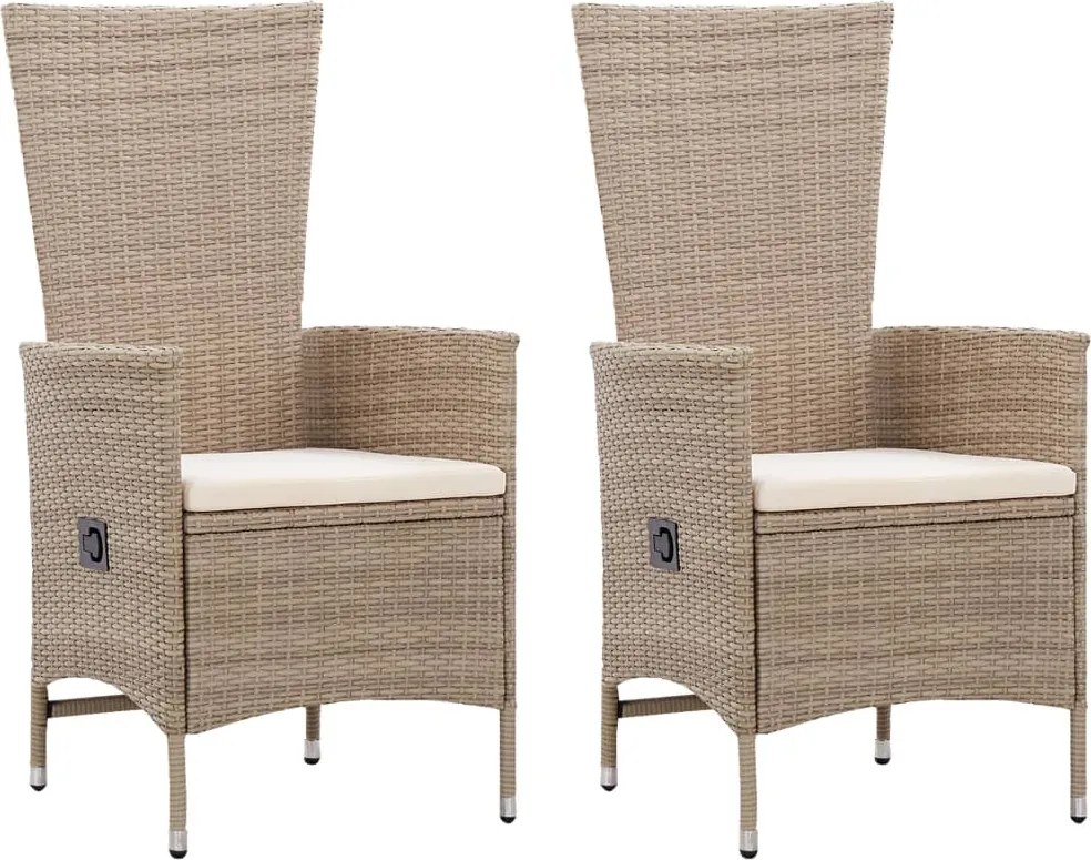vidaXL 2 db bézs polyrattan kültéri szék párnával