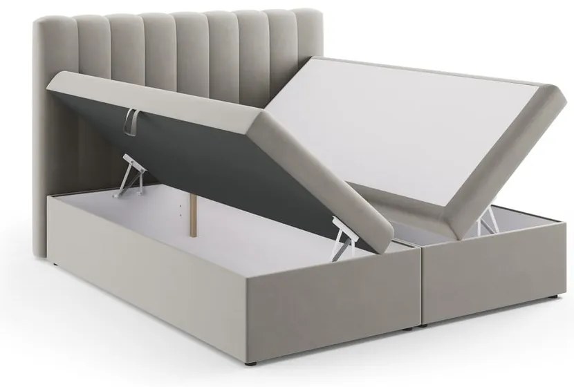 Szürke boxspring ágy tárolóhellyel 180x200 cm Gina – Milo Casa
