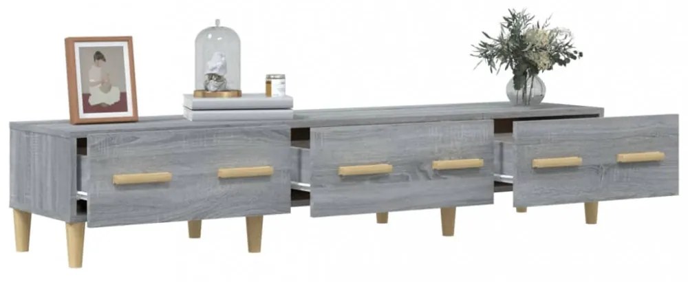 szürke sonoma színű szerelt fa TV-szekrény 150 x 34,5 x 30 cm