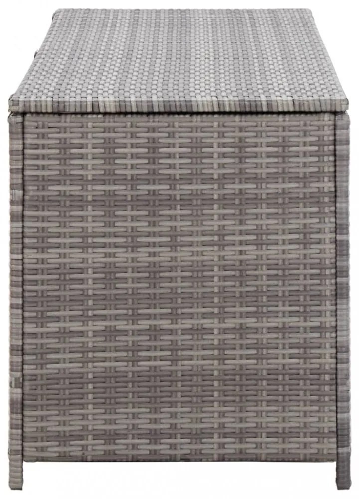 szürke polyrattan kerti tárolóláda 120 x 50 x 60 cm
