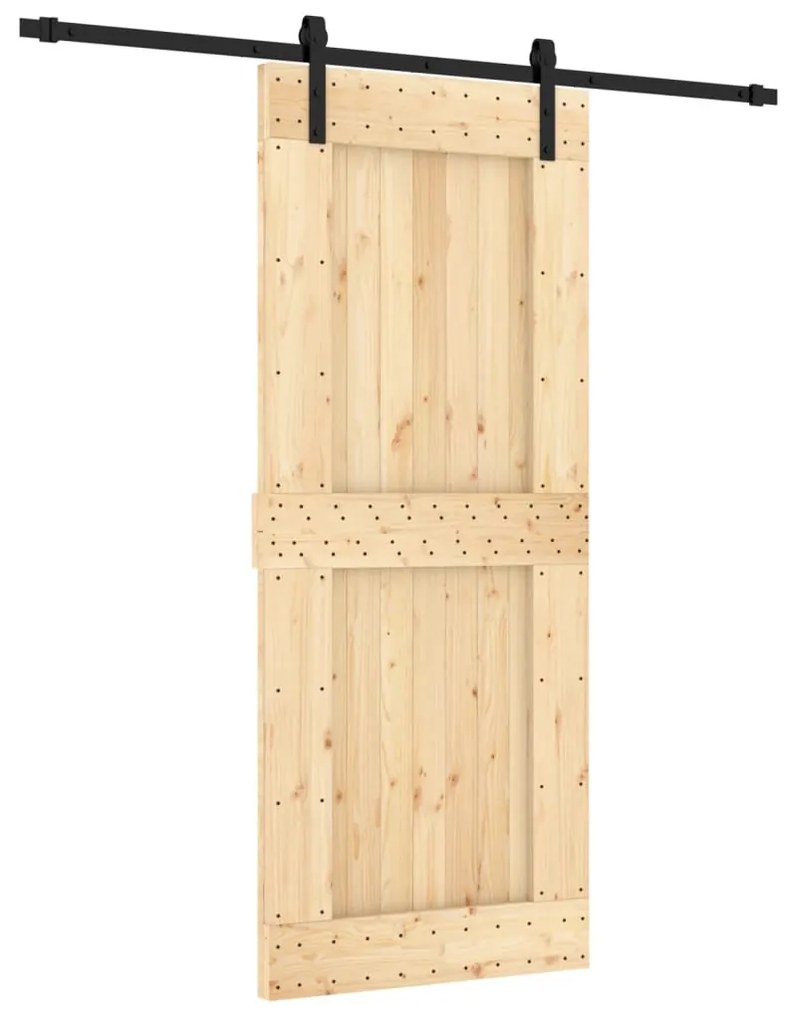 tömör fenyőfa tolóajtó fémszerelékszettel 85x210 cm