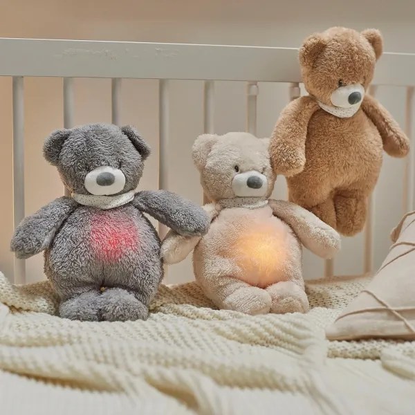 Nattou - Snuggle buddy dallammal és világítással SLEEPY BEAR 4in1 szürke