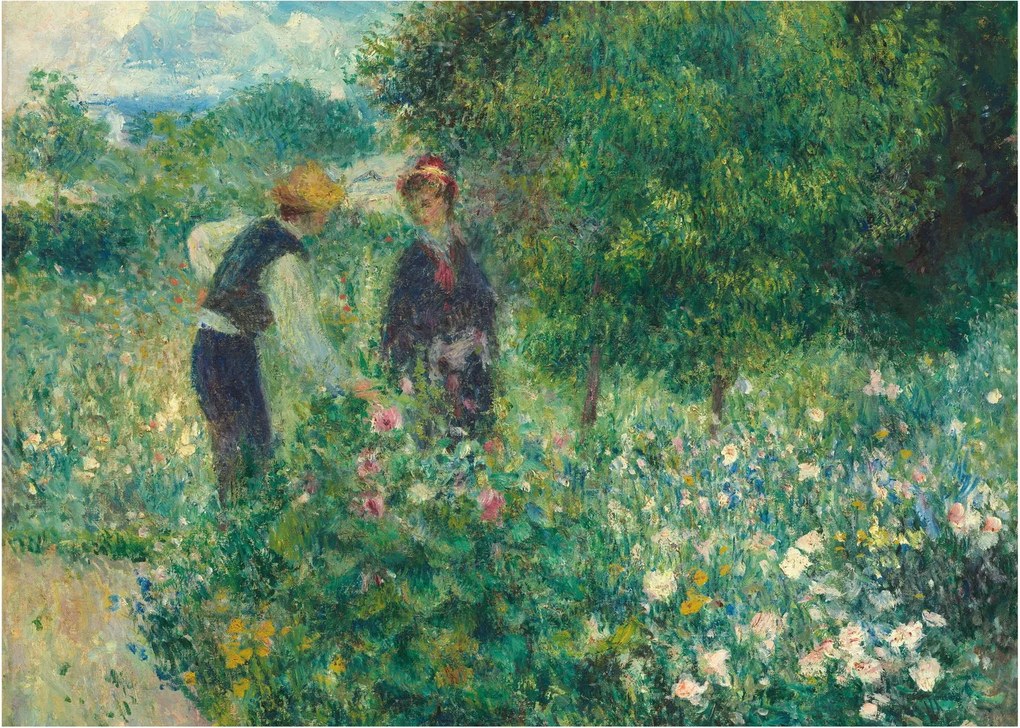 Üveg kép - Auguste Renoir, Picking Flowers, reprodukciók (70x50 cm)