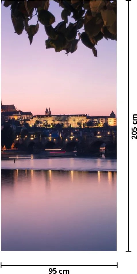 Fotótapéta ajtóra - Prágai vár és a Moldva folyó (95x205cm)