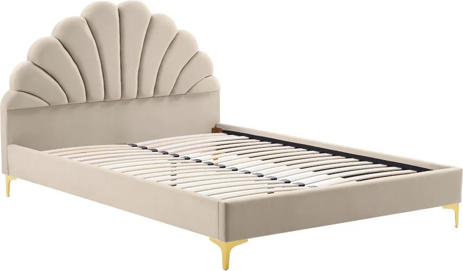 Ágy ágyráccsal, 160x200, bézs Velvet szövet, ISADORA