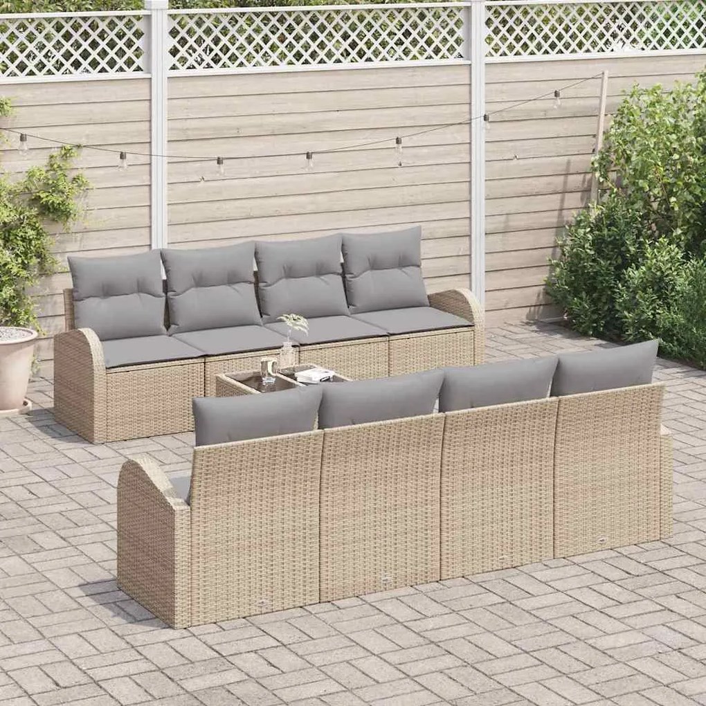 Kerti Kanapé Szett 7 pcs Bézs 55 x 55 x 37 cm polirattan