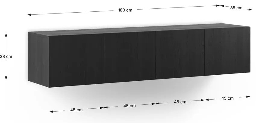 Fekete TV-állvány 180x38x35 cm Daroca – Marckeric
