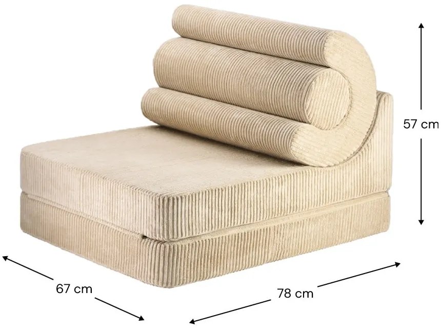 Világosbarna kordbársony gyerek fotel Flipster – Wigiwama