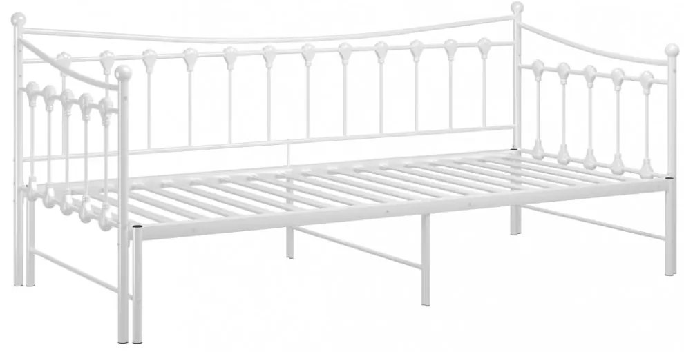 Fehér fém kihúzható kanapéágy-keret 90 x 200 cm