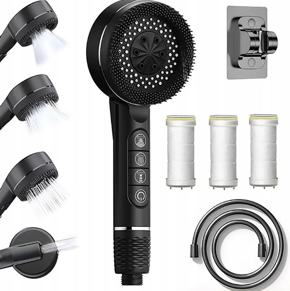 Zuhanyszett 4 Vízsugár Abs+szilikon Szerelés Szerszám Nélkül