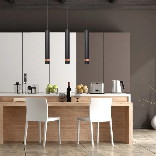 LED Csillár zsinóron TUBA 3xGU10/4,8W/230V fekete/réz