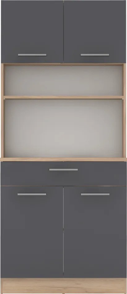 Négyajtós szekrény, artisan tölgy/grafit, DOMIS NEW
