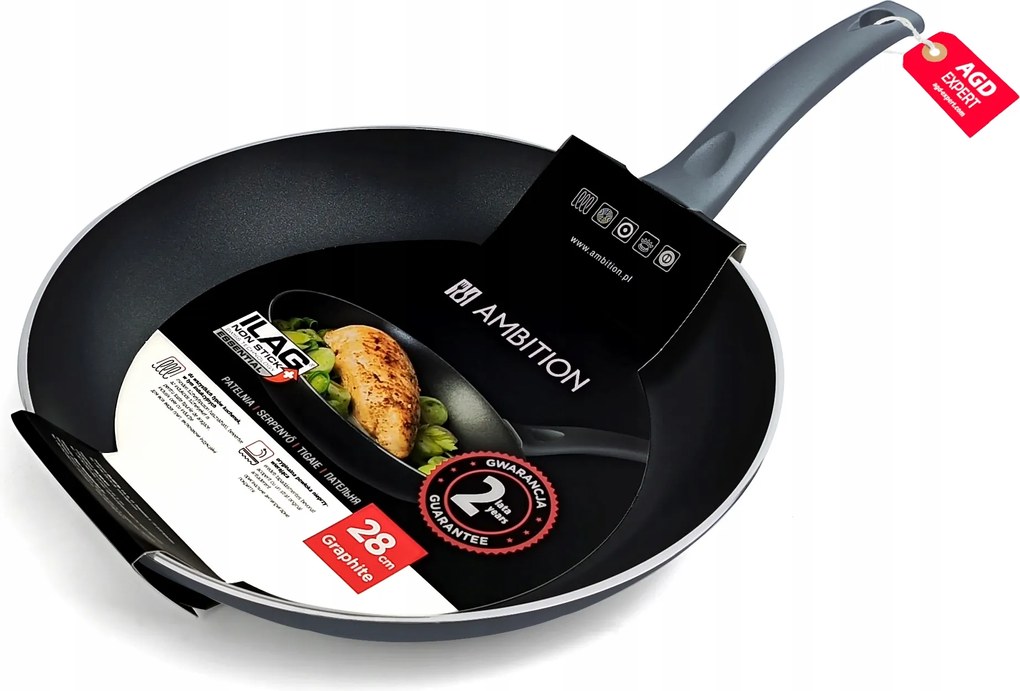 Serpenyő Ambition Graphite 28CM Indukciós Bevonat Ilag Basic
