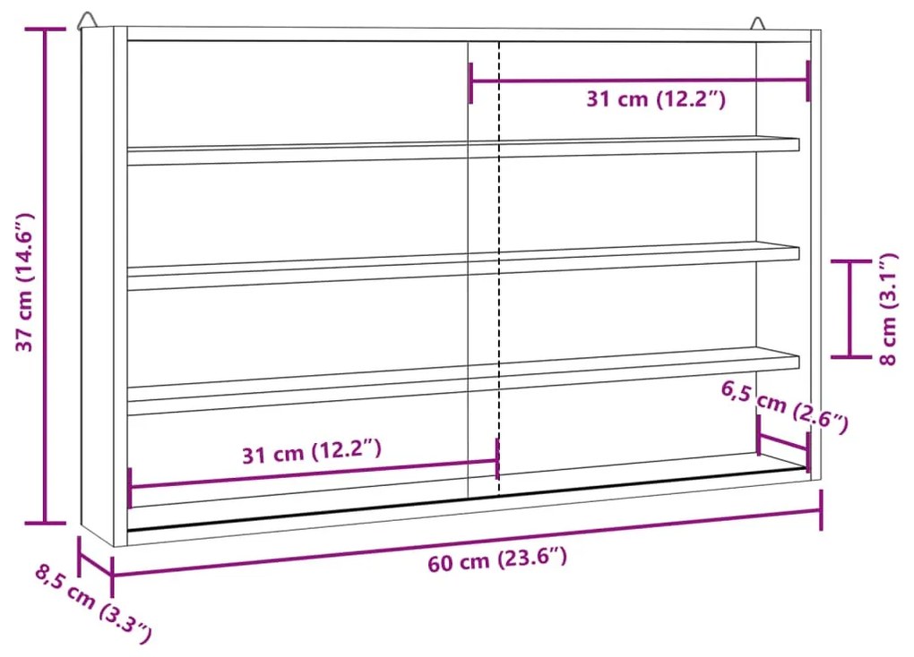 fa gyűjtői vitrin ajtókkal 60x8,5x37 cm