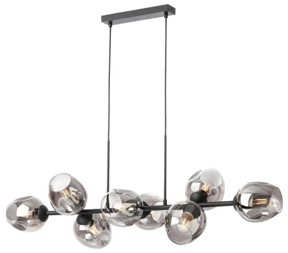 Redo 01-2622 - Csillár zsinóron PIERCE 8xE27/42W/230V fekete/füstös