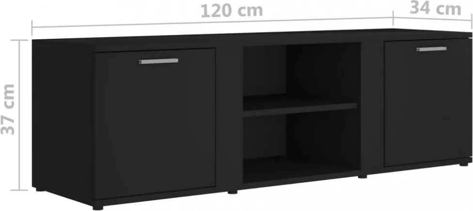 fekete szerelt fa TV-szekrény 120 x 34 x 37 cm