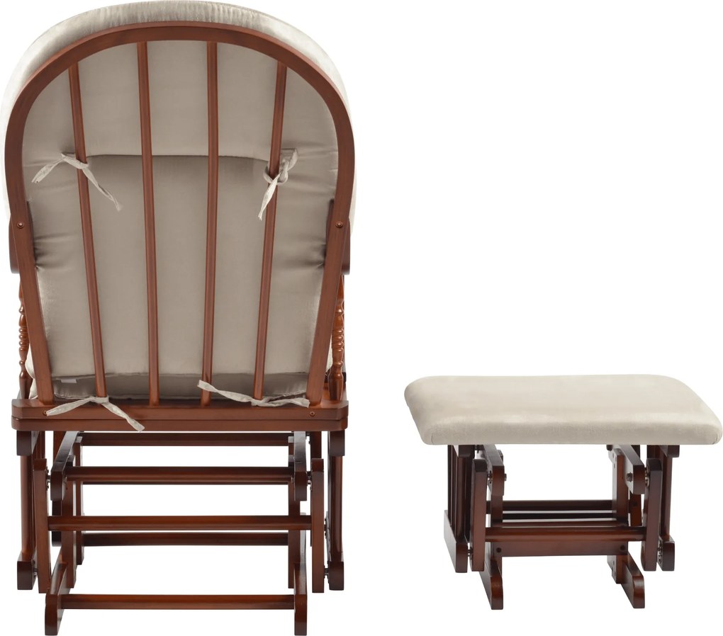 Hintaszék lábtartóval, dió/bézs, TALMAN