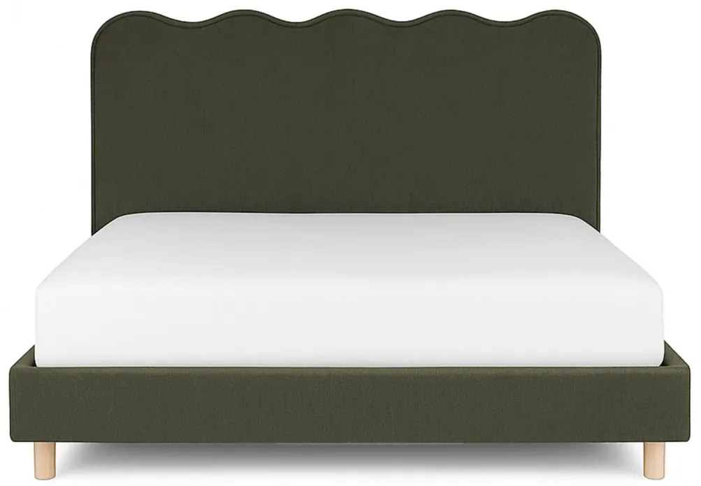Kárpitozott Franciaágy Zöld Színben. 160x200 IZMIR