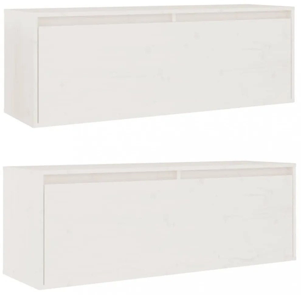 2 darab fehér tömör fenyőfa faliszekrény 100 x 30 x 35 cm
