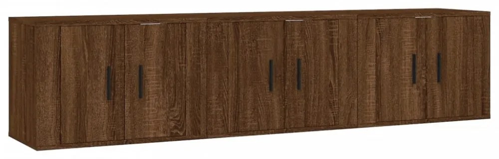 3 db barna tölgy színű fali TV-szekrény 57x34,5x40 cm