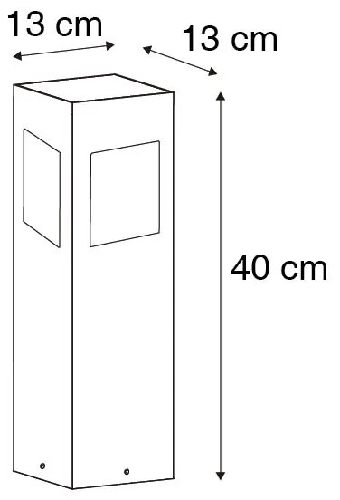Kültéri állólámpa fekete 40 cm, dimmerrel és mozgásérzékelővel, napelemes - Charlotte