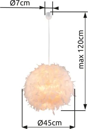 Globo 15057 Függeszték fehér toll, ø: 450, H:1200, exkl. 1xE27 40W 230V