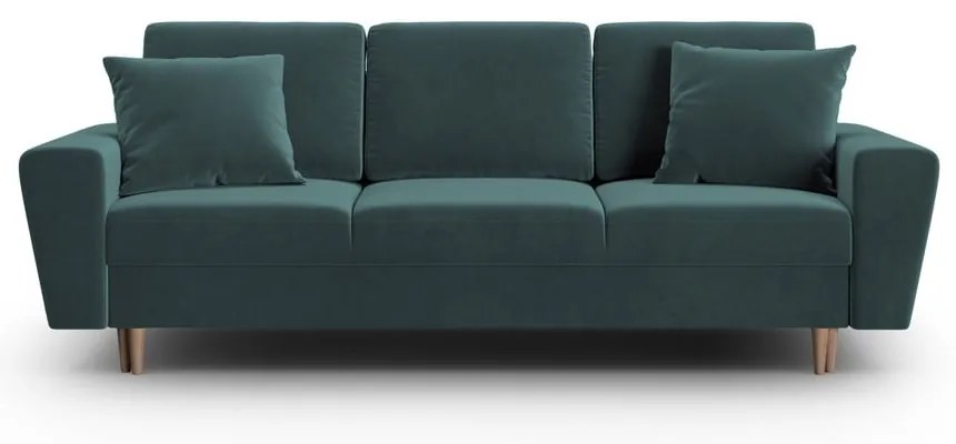 Petróleum színű bársony kinyitható tárolóhelyes kanapé 235 cm Kyoto – Cosmopolitan Design