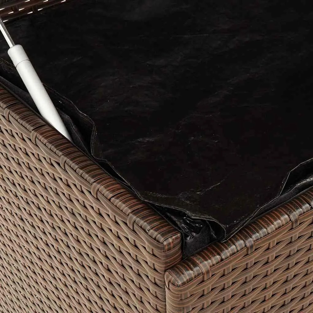 barna polyrattan kerti tárolóláda kerekekkel 110x55x73 cm