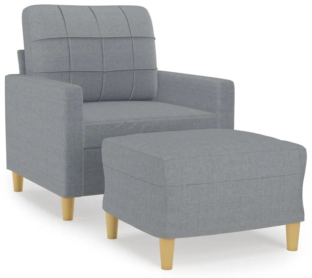 világosszürke szövet kanapéfotel lábtartóval 60 cm