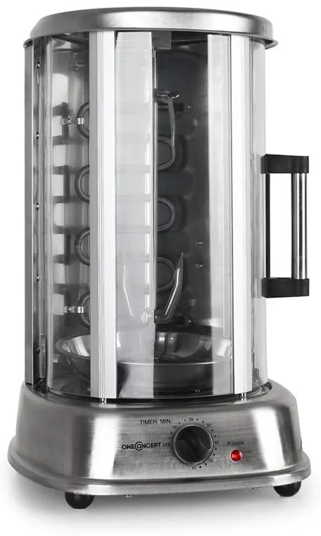 OneConcept Kebap Master Pro, vertikális grill, 1500 W, ezüst