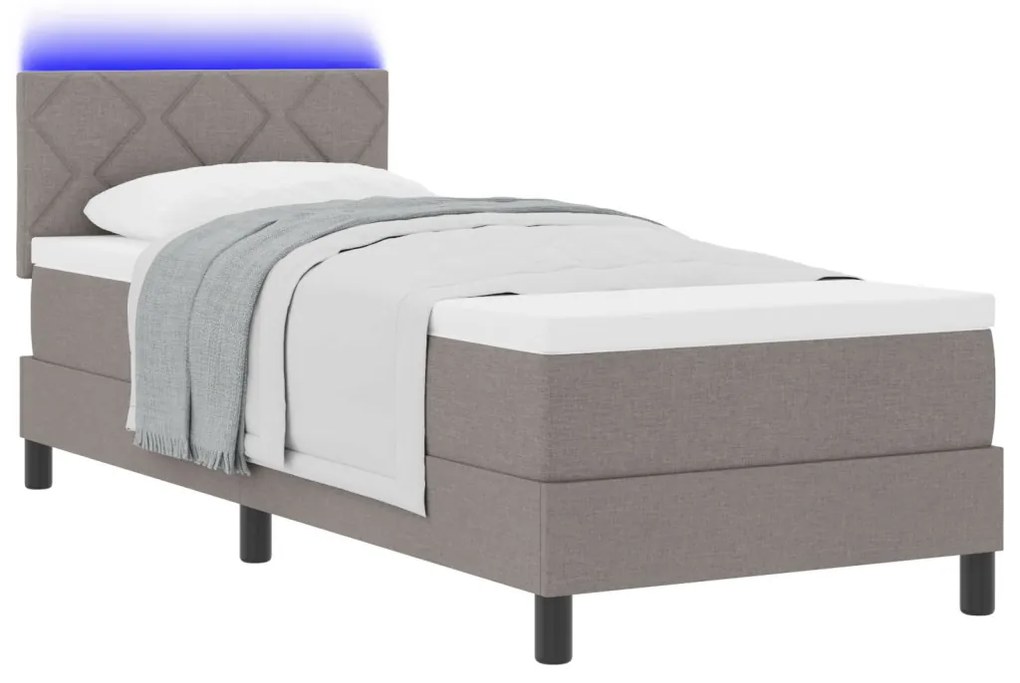 Box Spring Ágy Matraccal és LED Taupe 80x200 cm Szövet