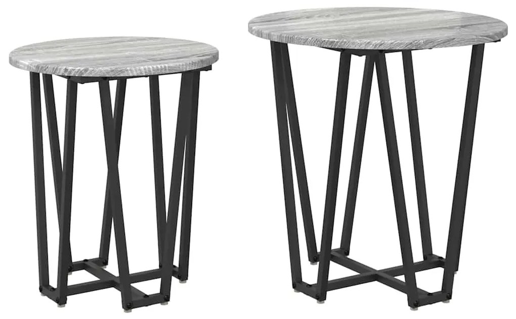Kisasztal készlet 2 pcs Szürke sonoma és Fekete