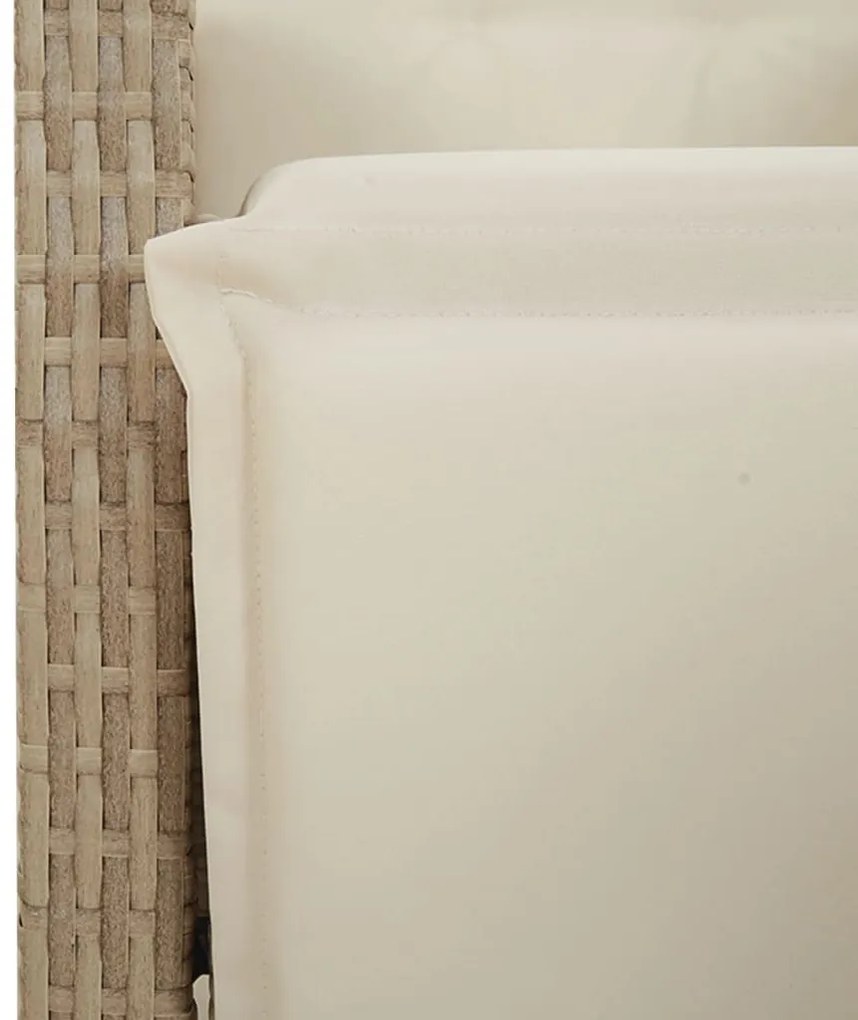 3 részes bézs polyrattan kerti étkezőgarnitúra párnákkal