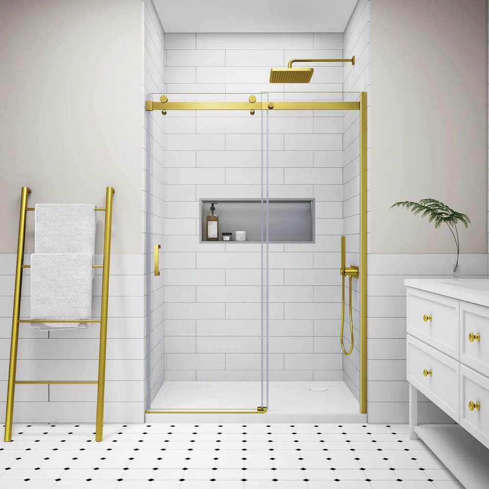 Milano || Gold toló zuhanyajtó, 150x195cm, 8mm, NANO