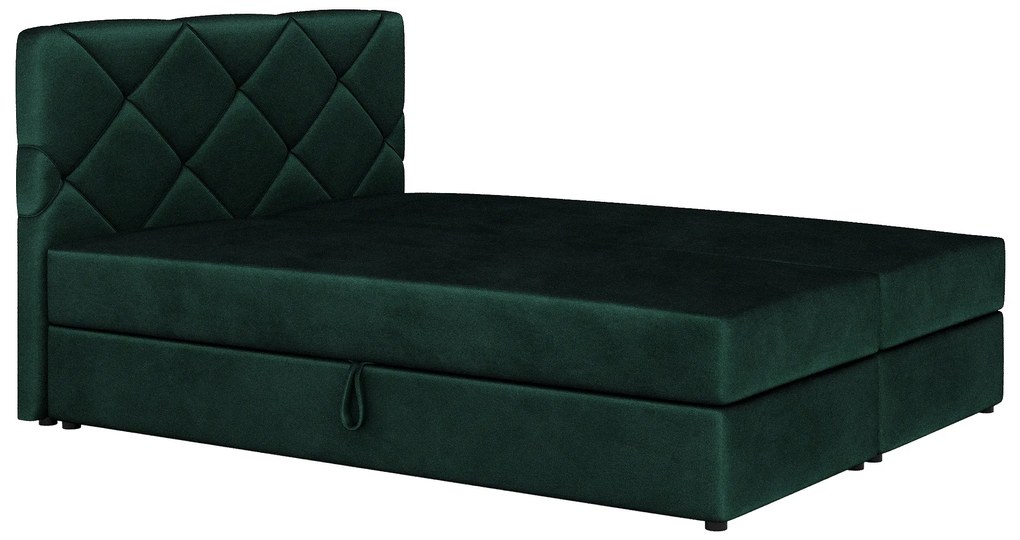 Franciaágy  Boxspring 160x200 cm Karum (ágyráccsal és matraccal) (zöld). 1007776